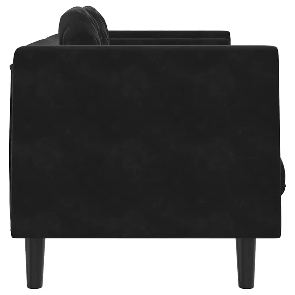 Black Velvet 2-Seater Sofa for Comfort