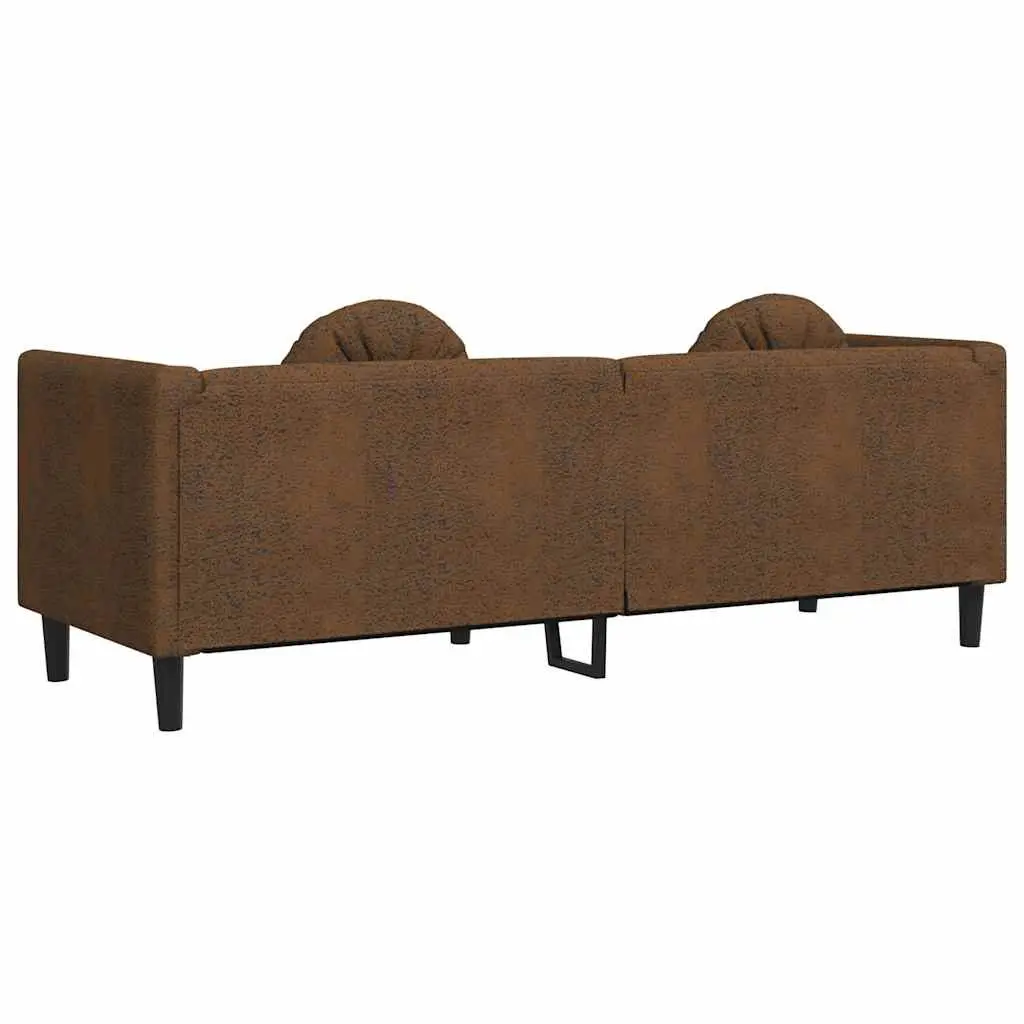 3-Seater Sofa in Brown Faux Suede Leather