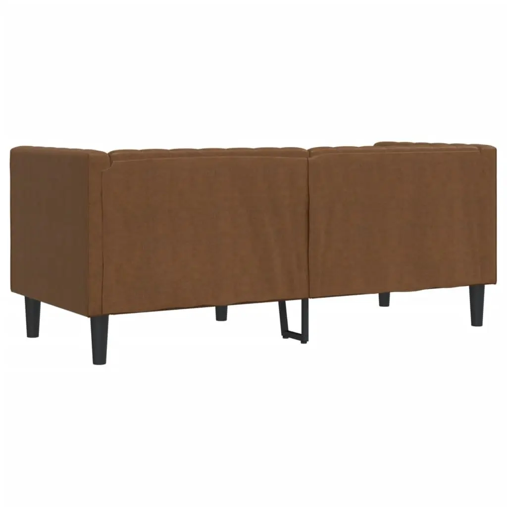 Brown Faux Suede Chesterfield Sofa for Two