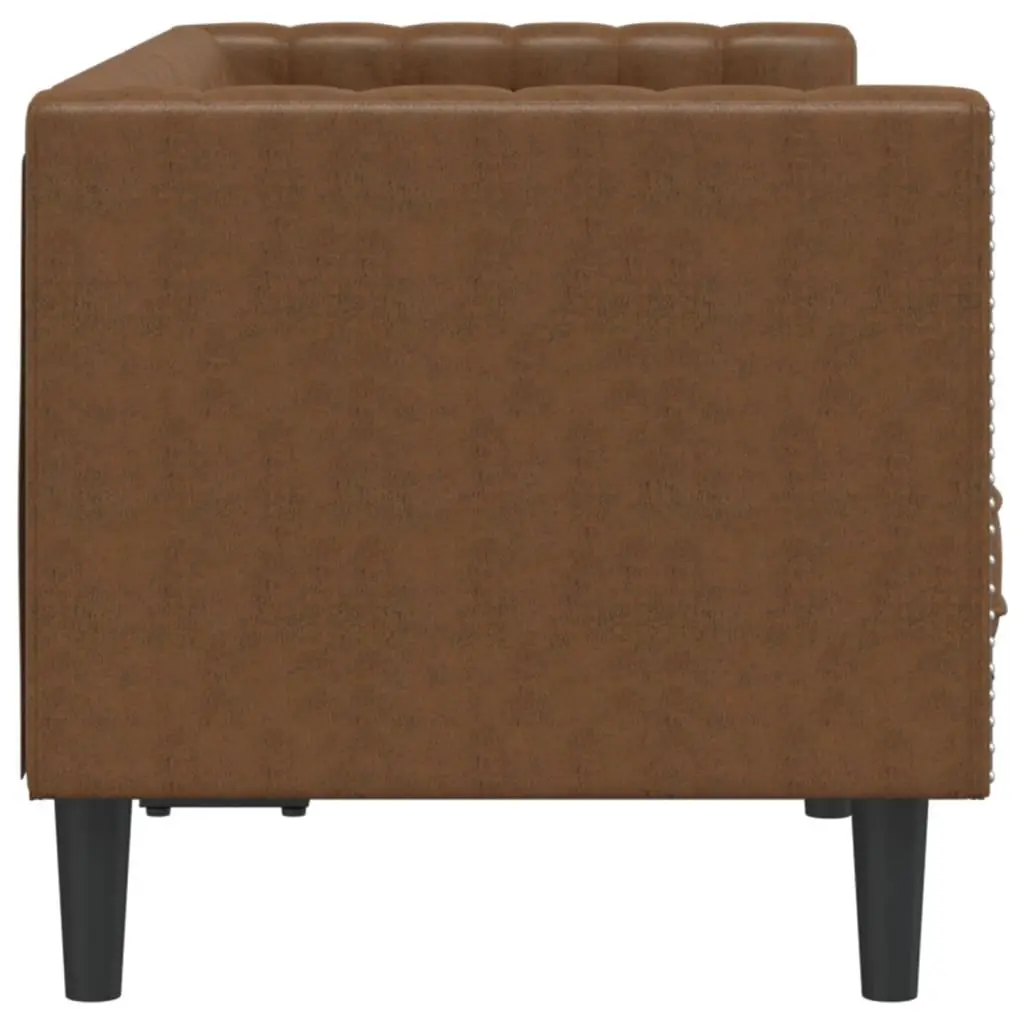 Brown Faux Suede Chesterfield Sofa for Two