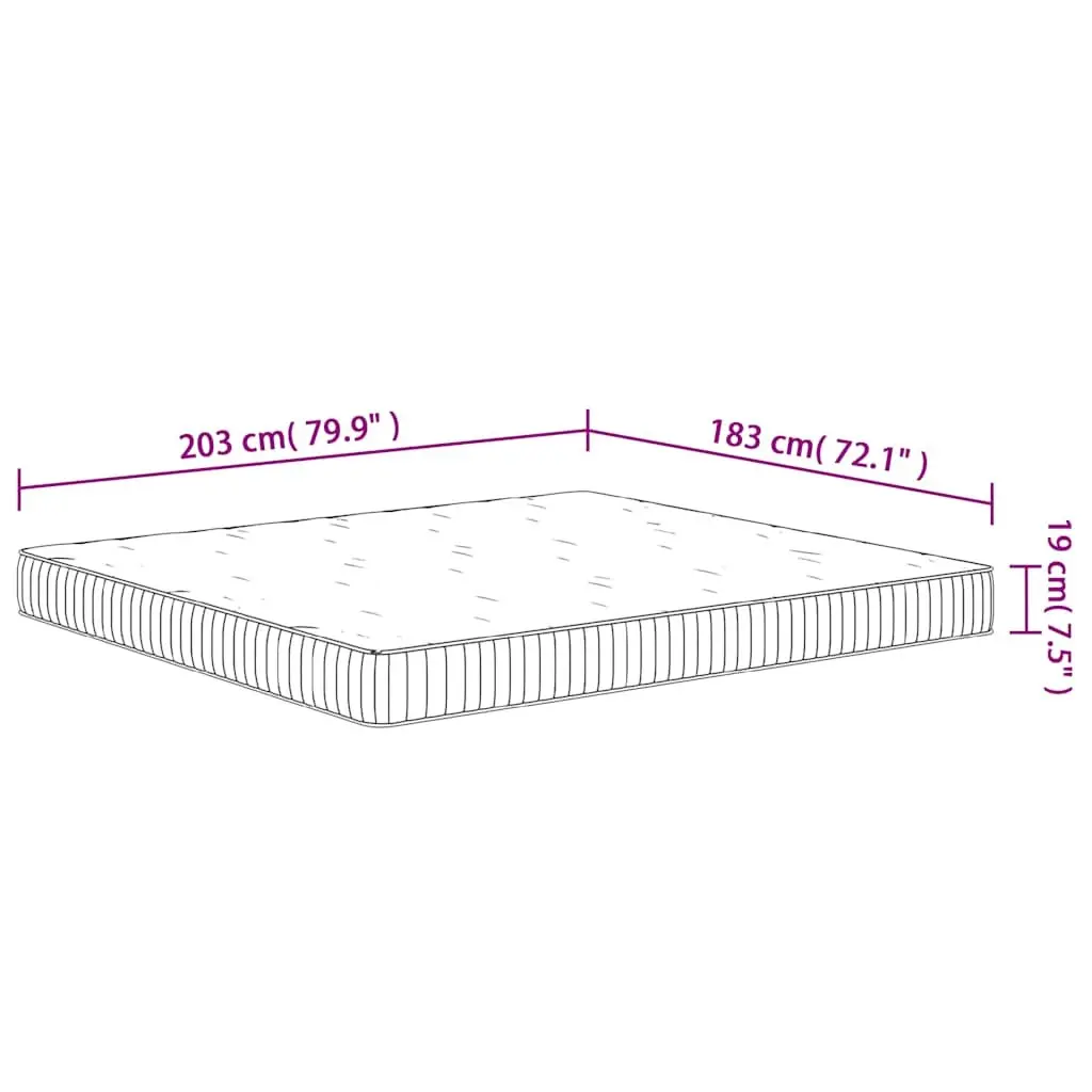 Pocket Spring Mattress King Size 183x203 cm Medium Firmness White Bedding