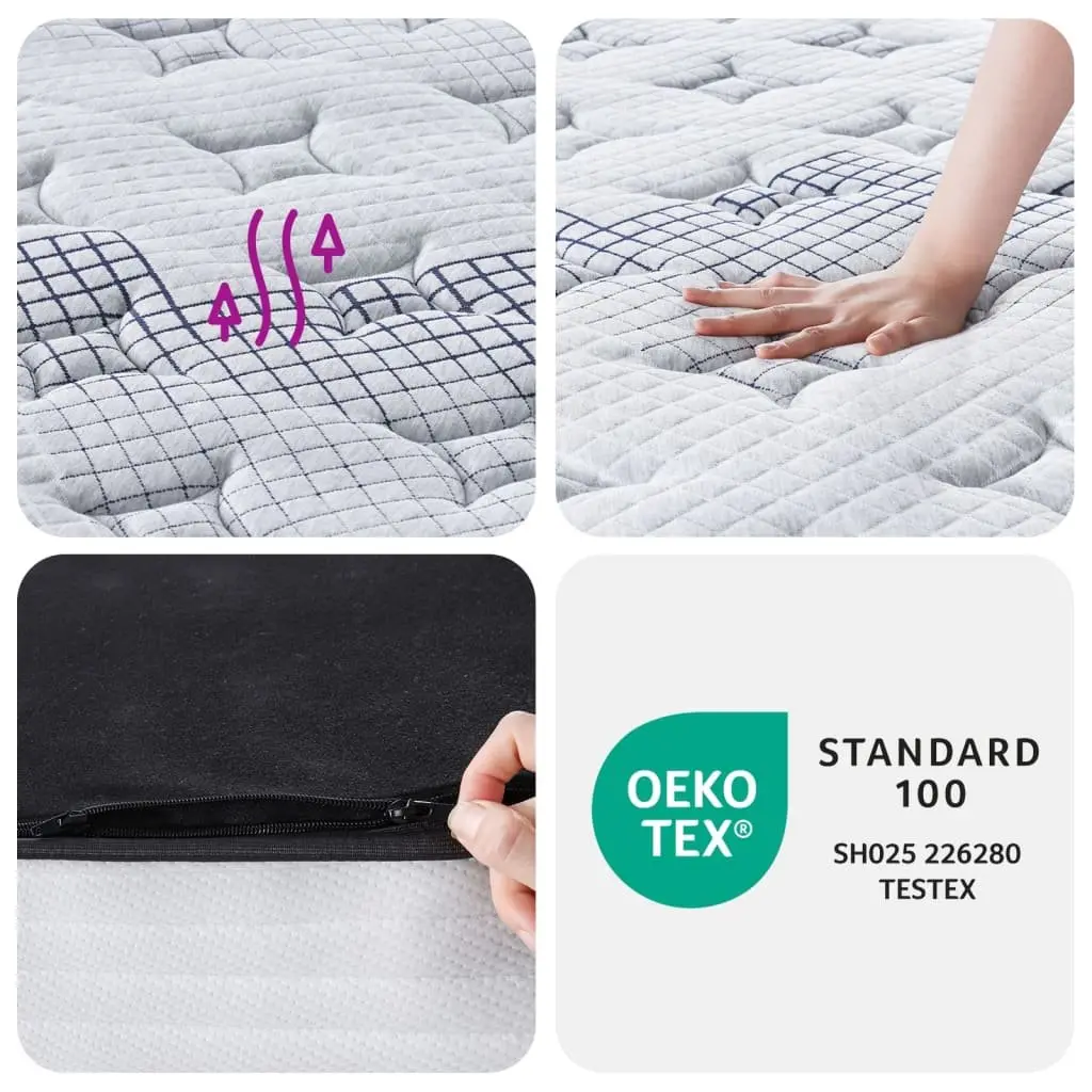 Pocket Spring Mattress 90x190cm Grey Medium Firmness 7 Zones Sleep Support