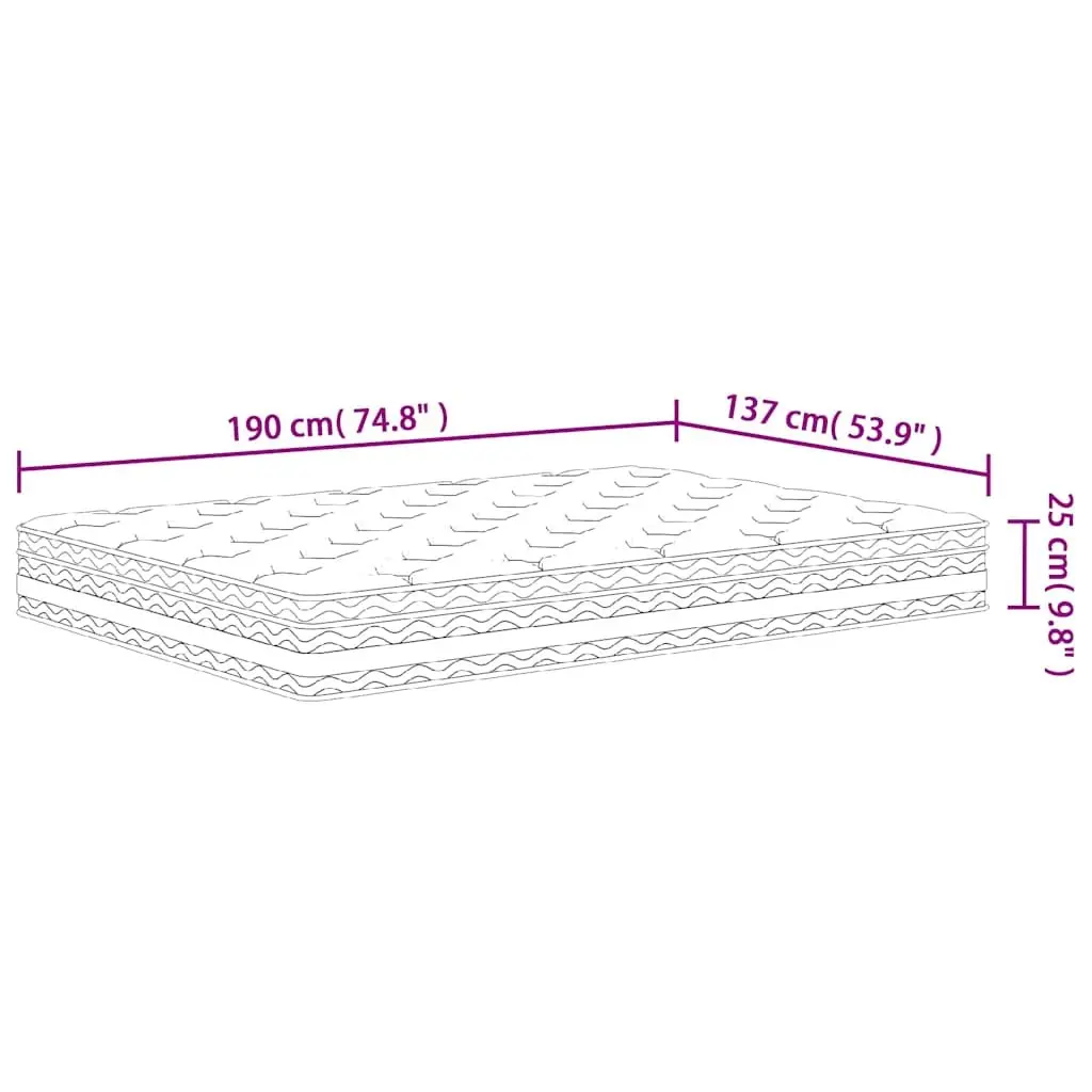 Pocket Spring Mattress 137x190cm Medium Firmness