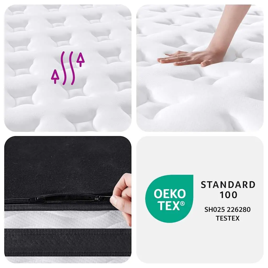 Pocket Spring Mattress Fabric 152x203cm White Medium Firm