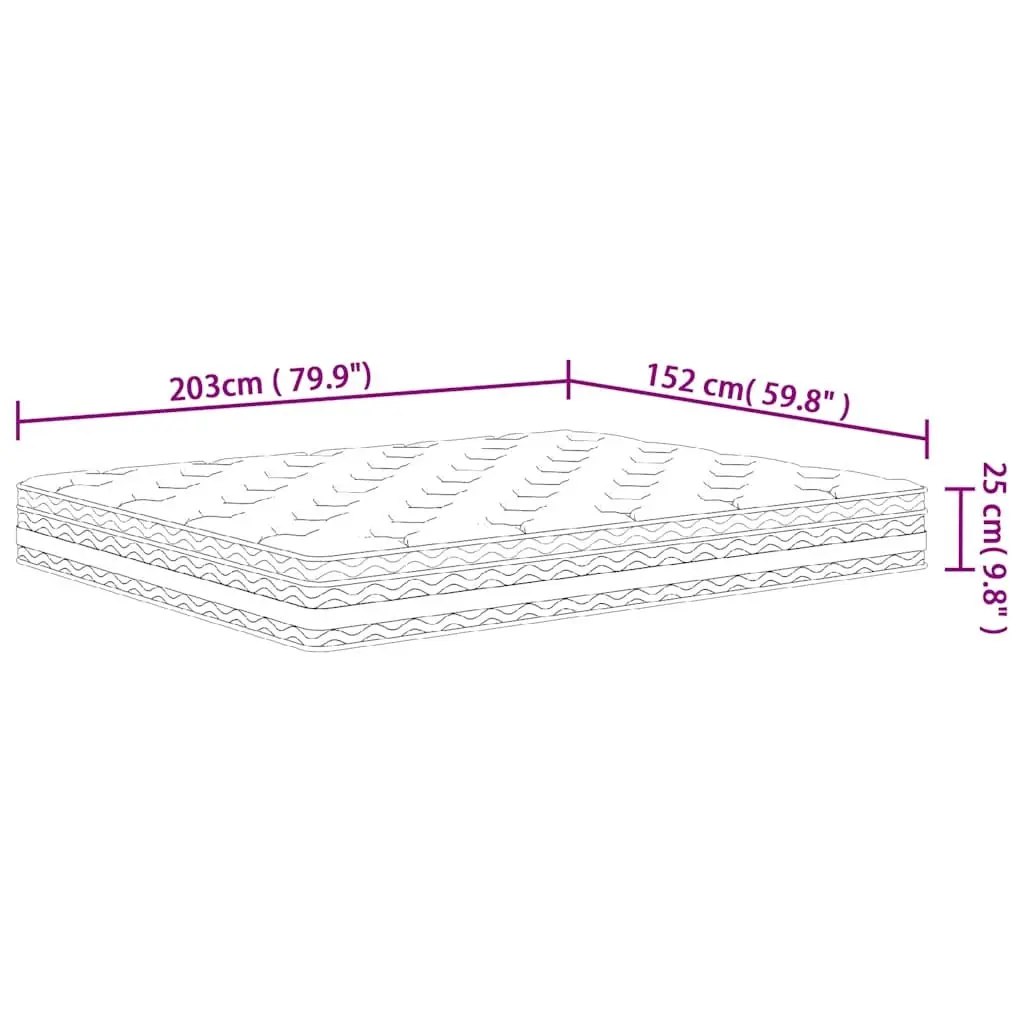 Pocket Spring Mattress Fabric 152x203cm White Medium Firm
