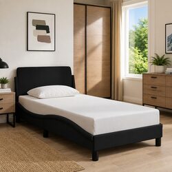 Dover Black Fabric Bed Frame with Headboard 90x190 cm