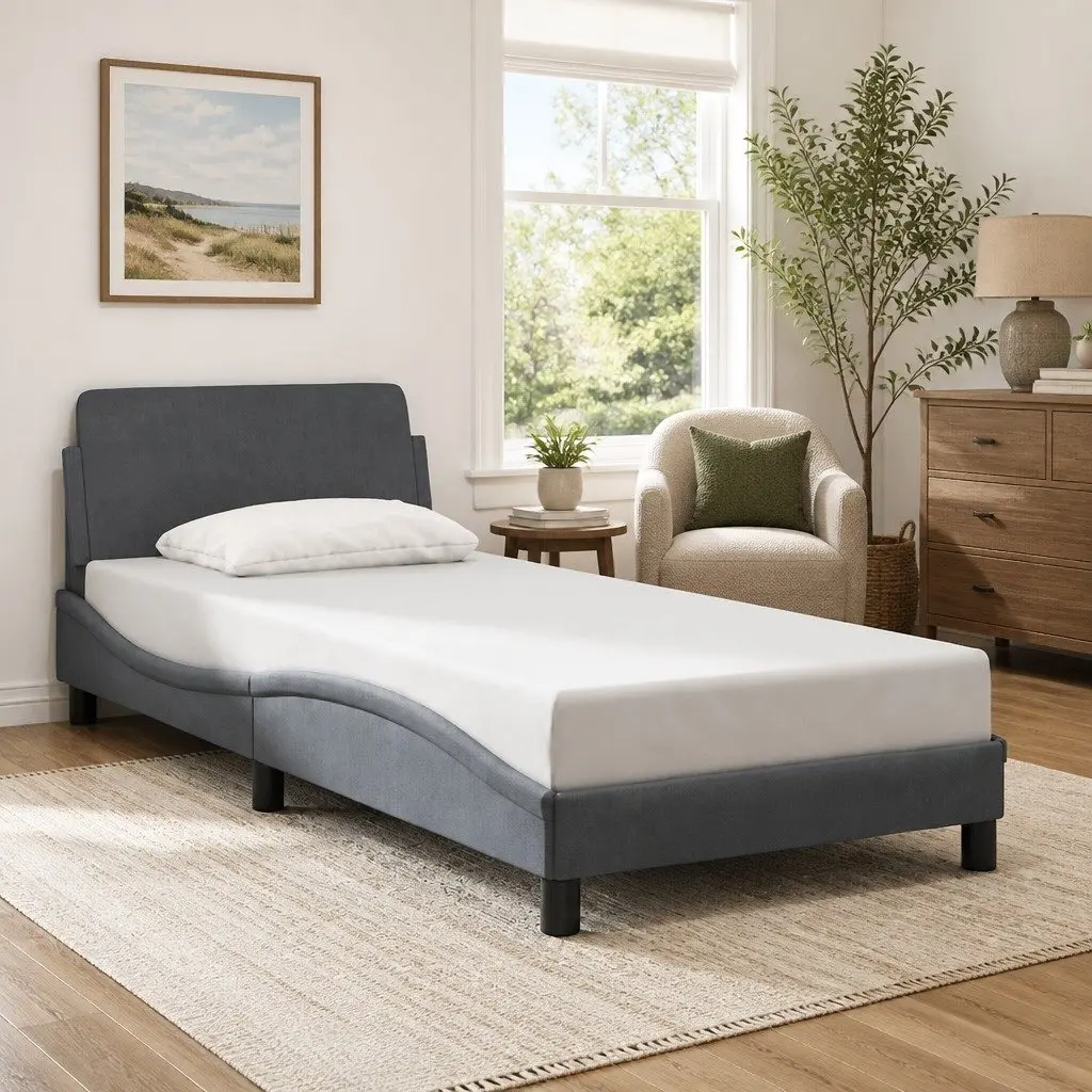Bed Frame Velvet 90x190 cm Grey Upholstered
