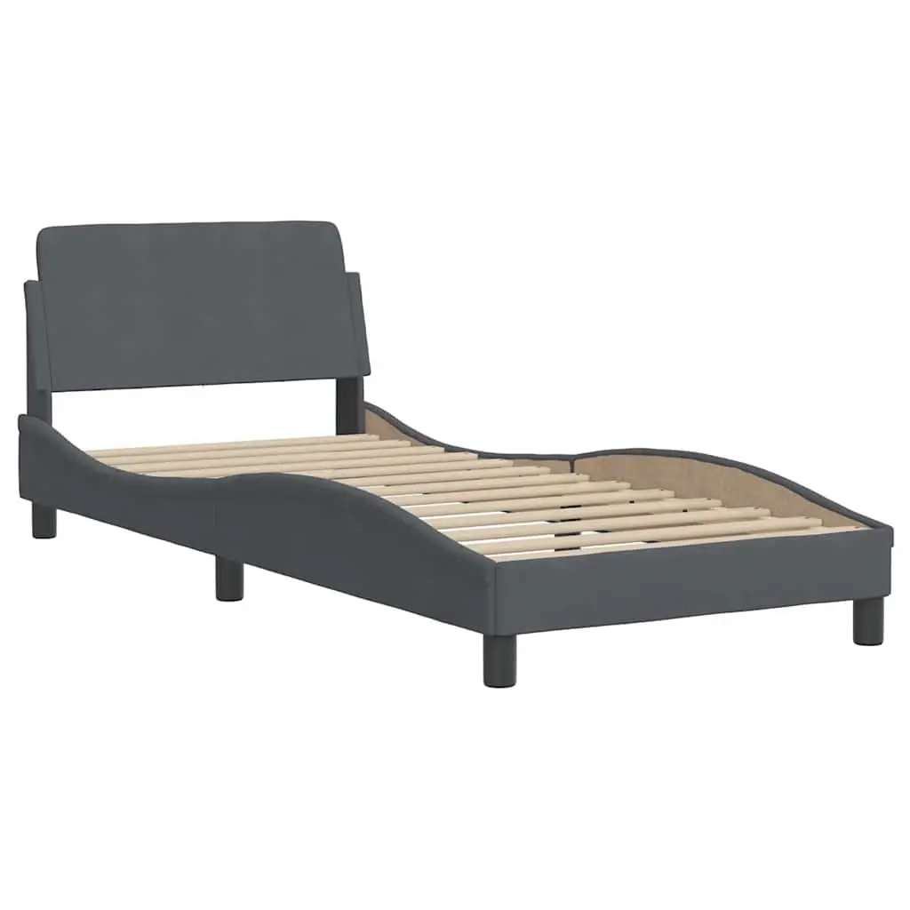 Bed Frame Velvet 90x190 cm Grey Upholstered