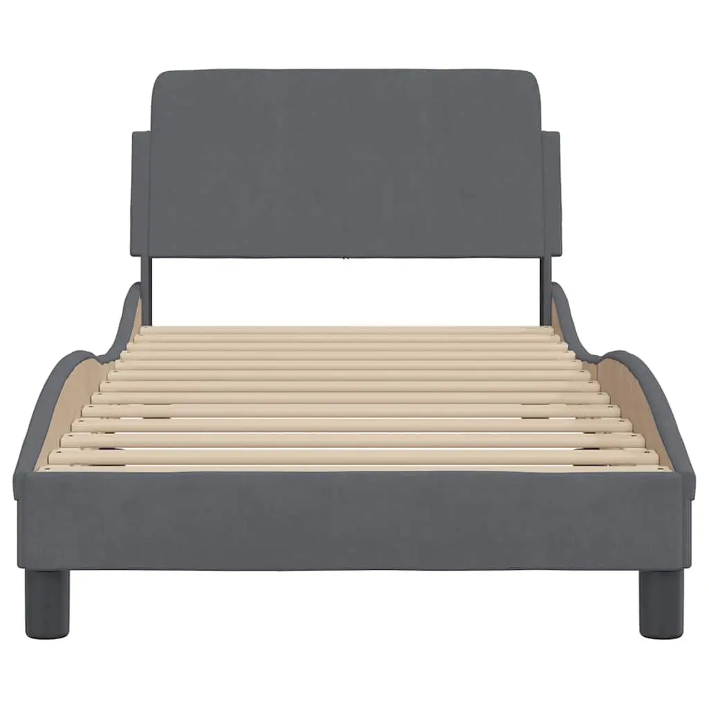 Bed Frame Velvet 90x190 cm Grey Upholstered