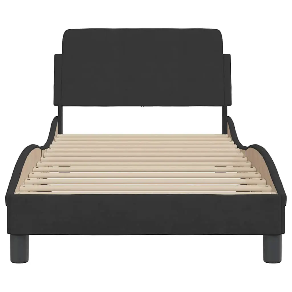 Bed Frame Velvet Upholstery 90x190 cm Black