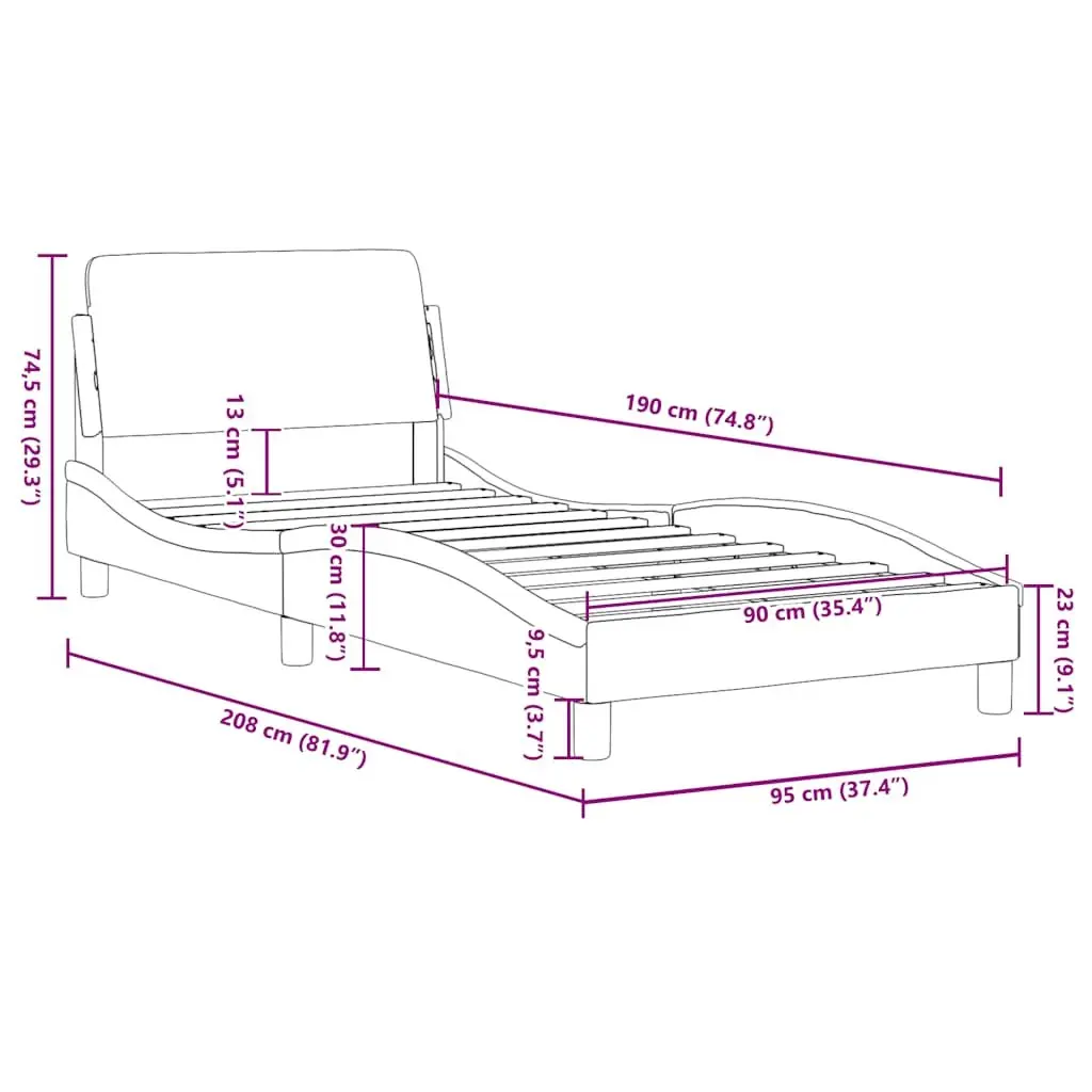 Bed Frame Velvet Upholstery 90x190 cm Black