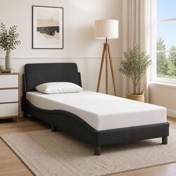 Stylish Black Bed Frame with Headboard 90x190 cm