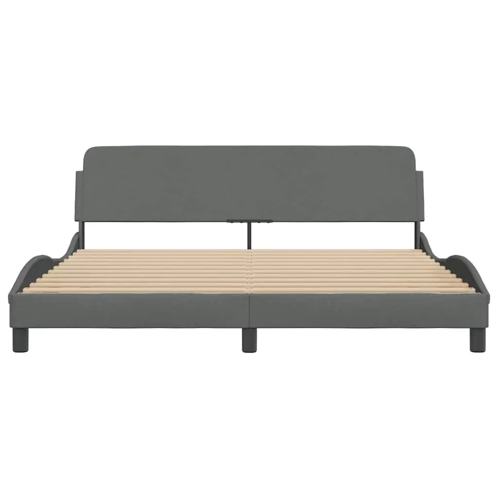 King Bed Frame 180x200cm with Grey Fabric Headboard
