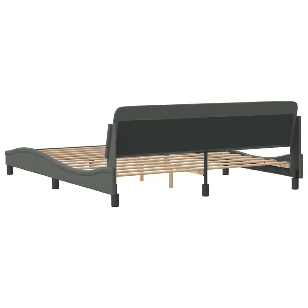 King Bed Frame 180x200cm with Grey Fabric Headboard