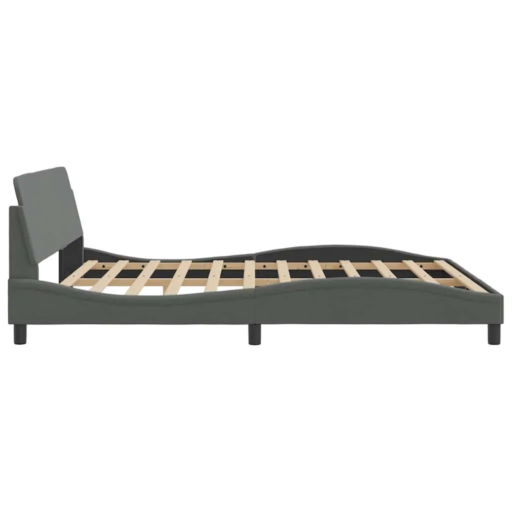 King Bed Frame 180x200cm with Grey Fabric Headboard