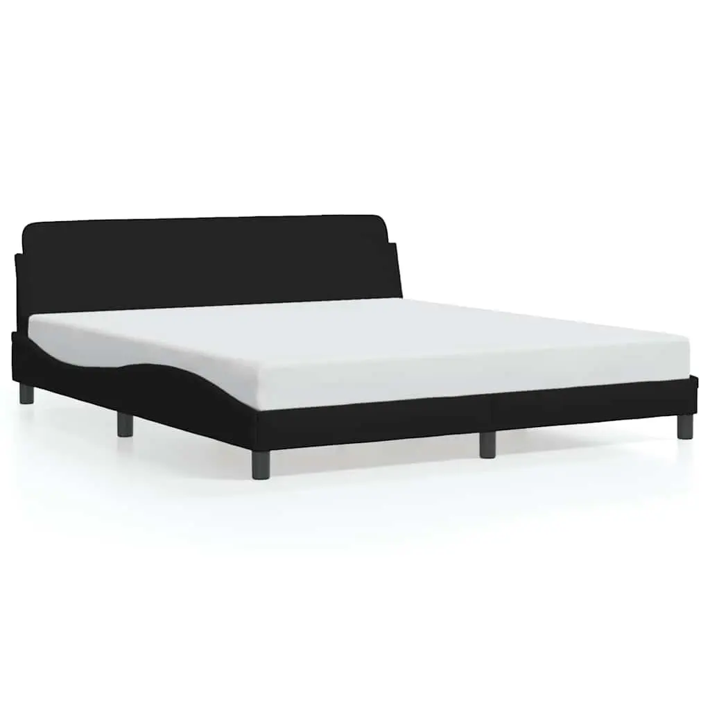 King Bed Frame 180x200 cm with Black Fabric Headboard