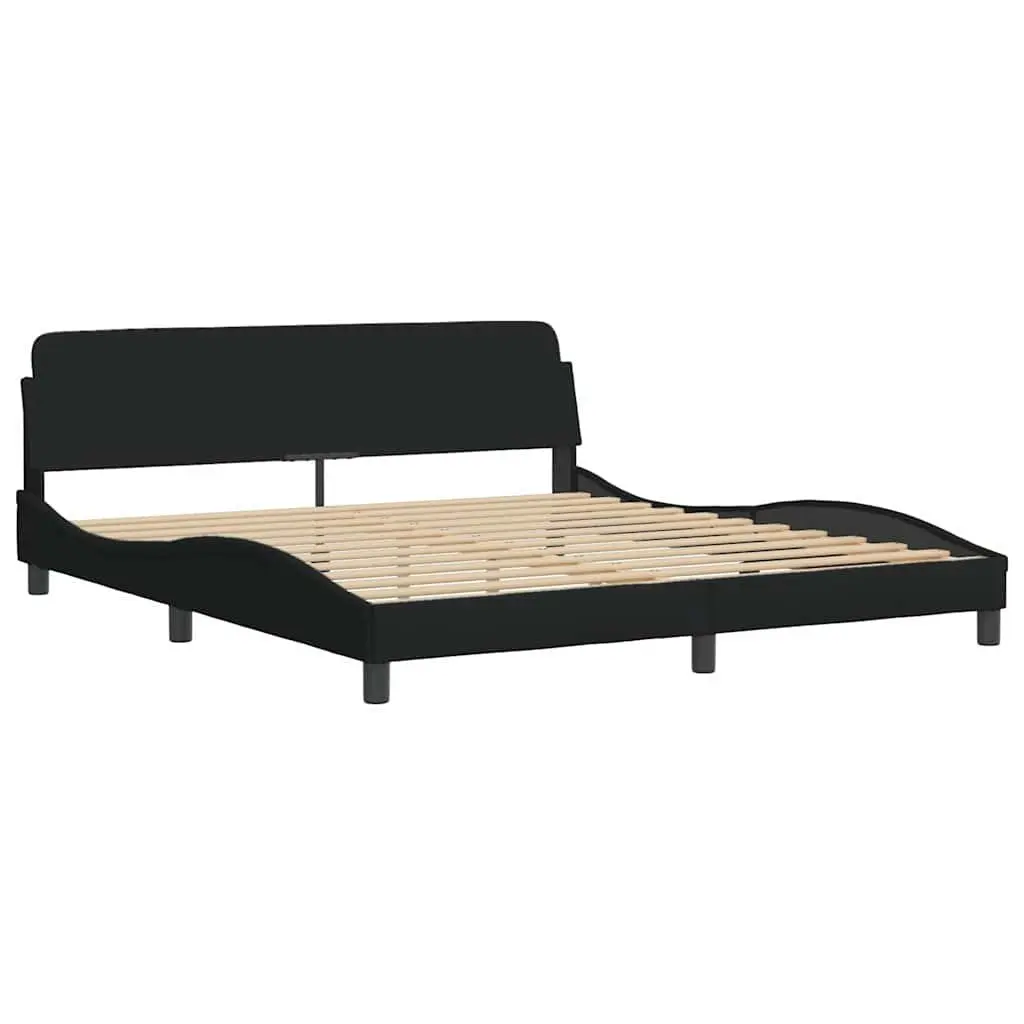 King Bed Frame 180x200 cm with Black Fabric Headboard