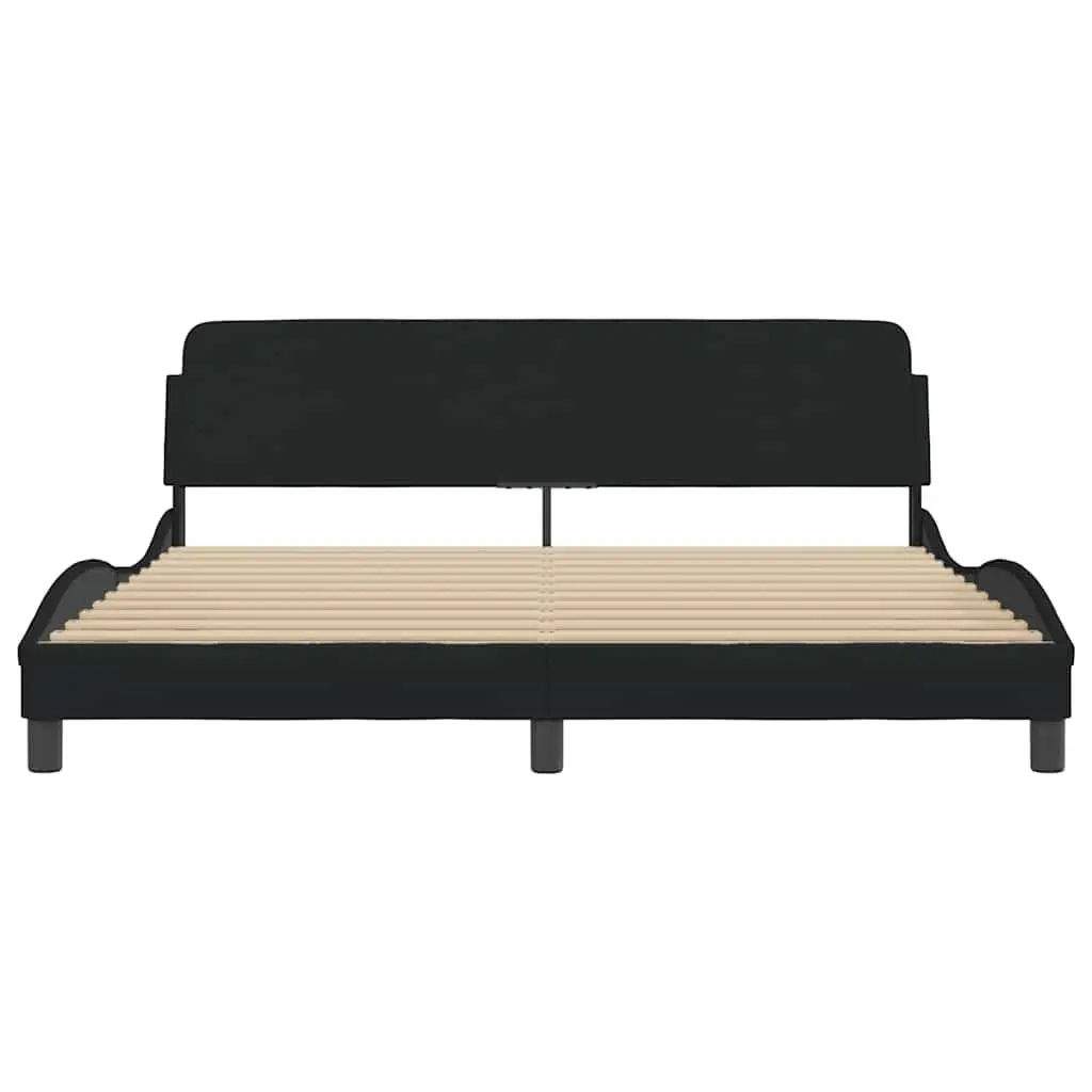 King Bed Frame 180x200 cm with Black Fabric Headboard