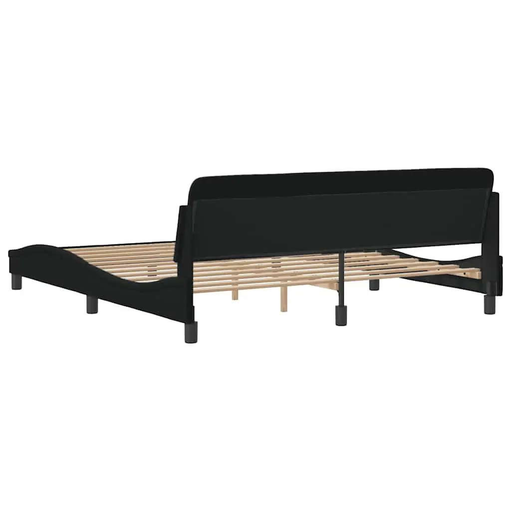 King Bed Frame 180x200 cm with Black Fabric Headboard