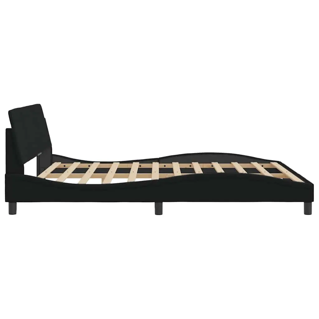 King Bed Frame 180x200 cm with Black Fabric Headboard