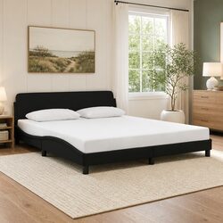 Stylish King Bed Frame 180x200 cm with Black Velvet Headboard