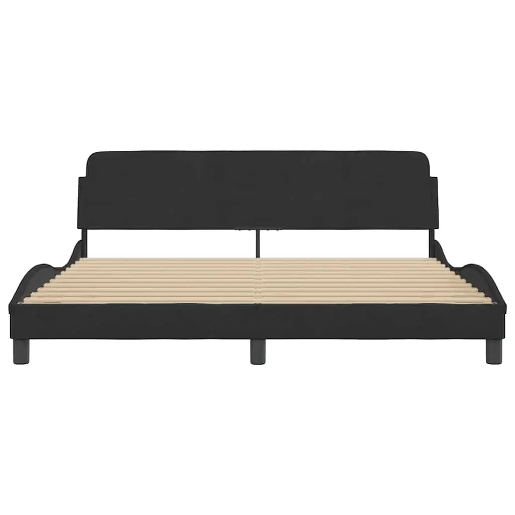 King Bed Frame Velvet 180x200 cm Black