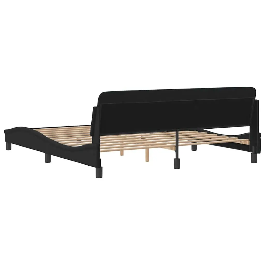 King Bed Frame Velvet 180x200 cm Black