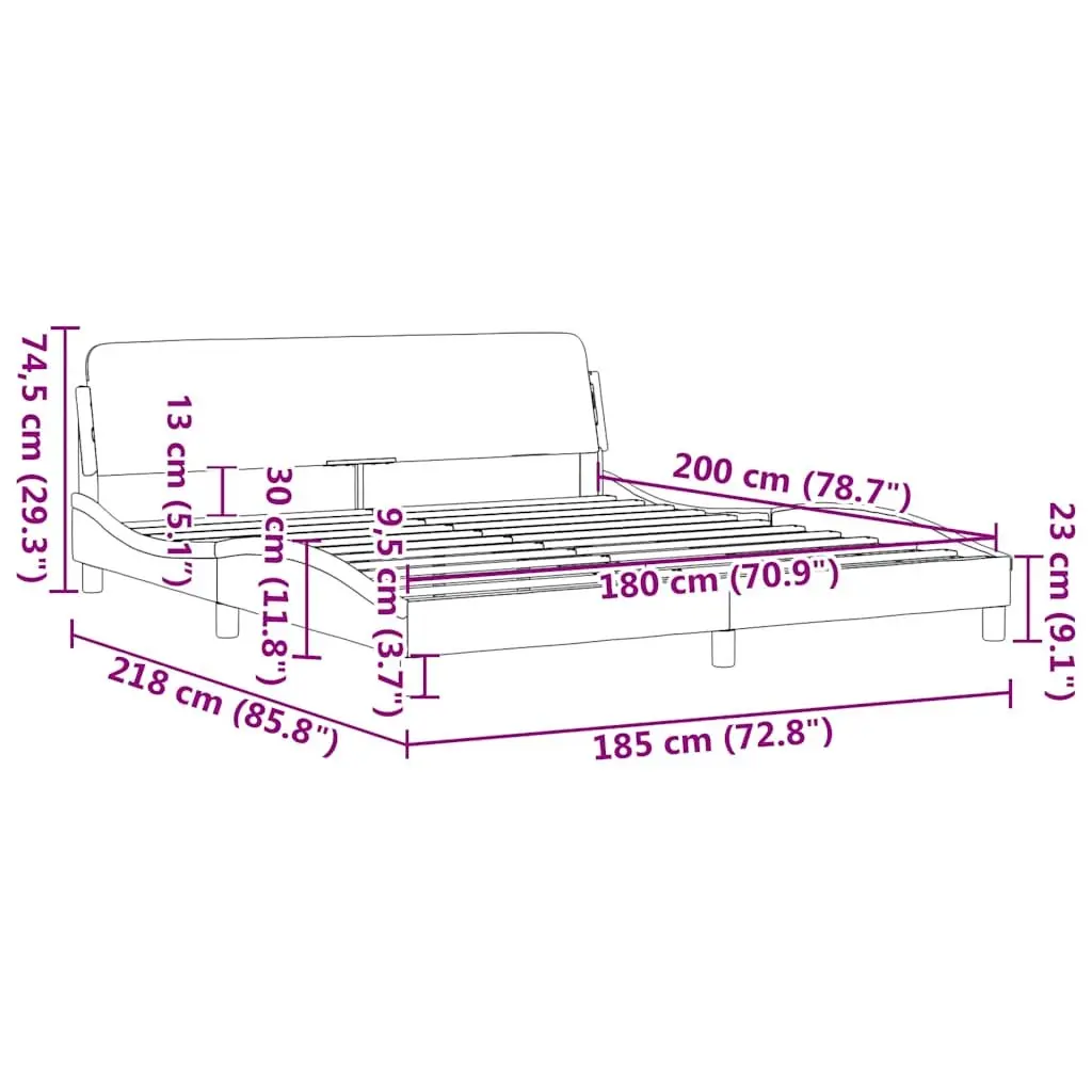 King Bed Frame Velvet 180x200 cm Black
