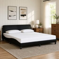 Black Faux Leather King Bed Frame 180x200 cm with Headboard