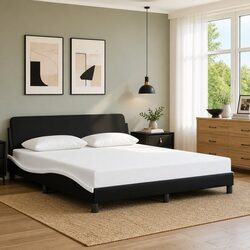 Sturdy Black and White King Bed Frame 180x200 cm