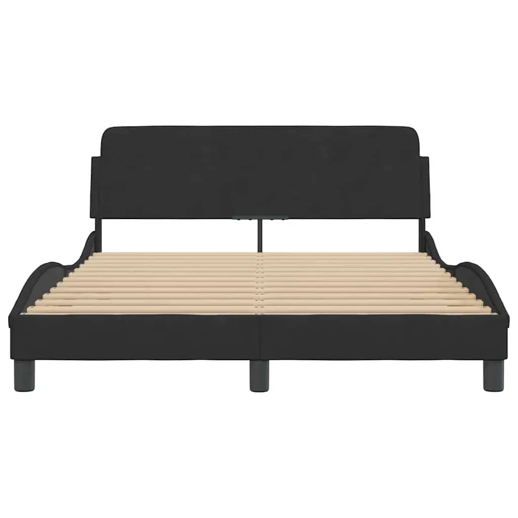 Double Bed Frame Velvet Upholstered 137x190 cm Black
