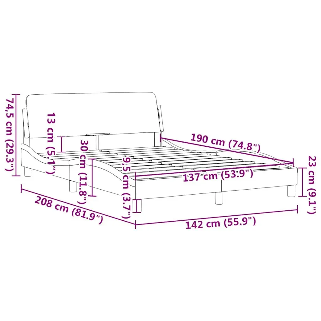Double Bed Frame with Headboard Black Faux Leather Bedroom Furniture Slats
