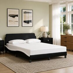 Premium Double Bed Frame with Headboard in Black and White