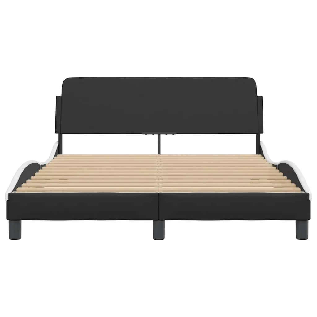 Double Bed Frame with Headboard in Black and White