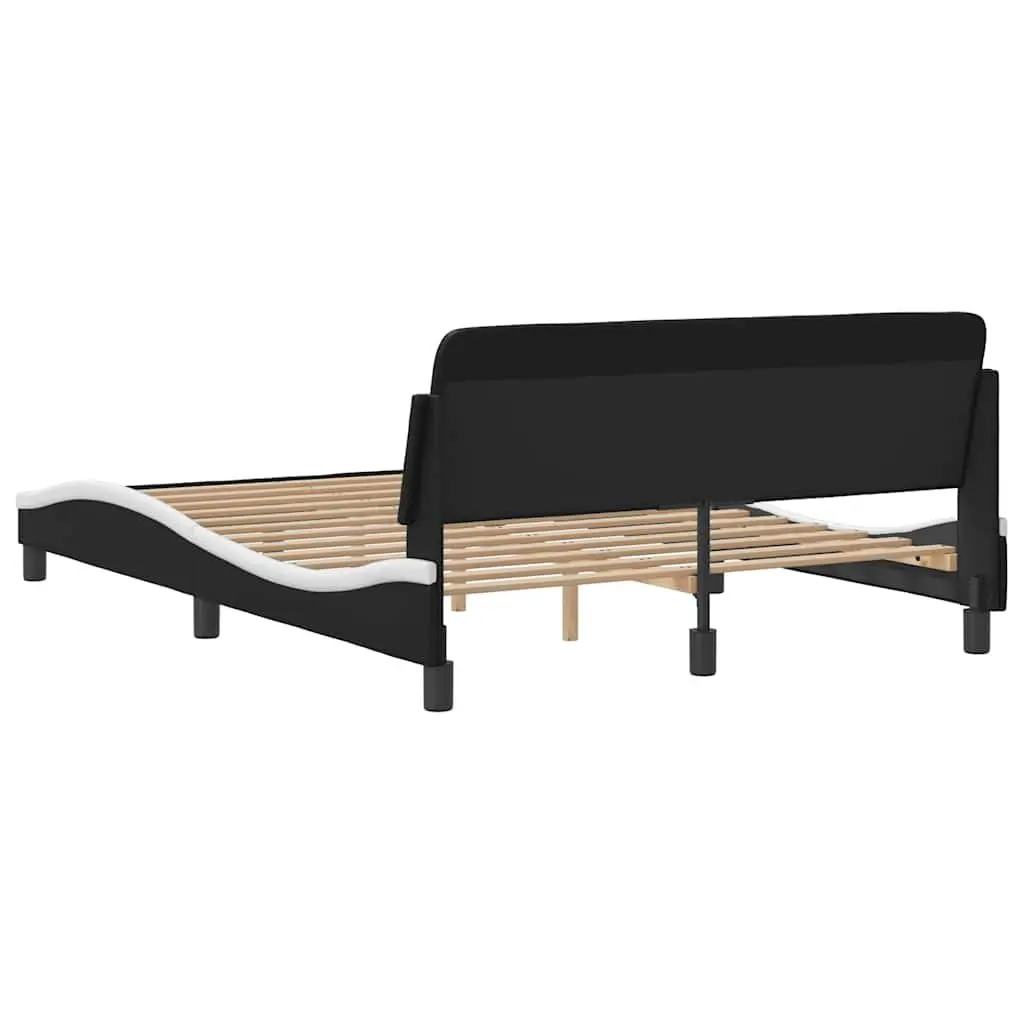 Double Bed Frame with Headboard in Black and White