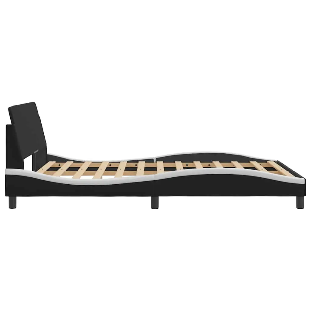 Double Bed Frame with Headboard in Black and White