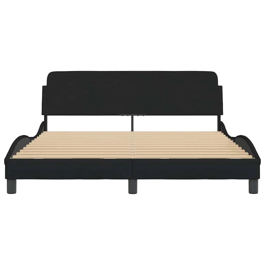 Queen Bed Frame with Black Fabric Headboard