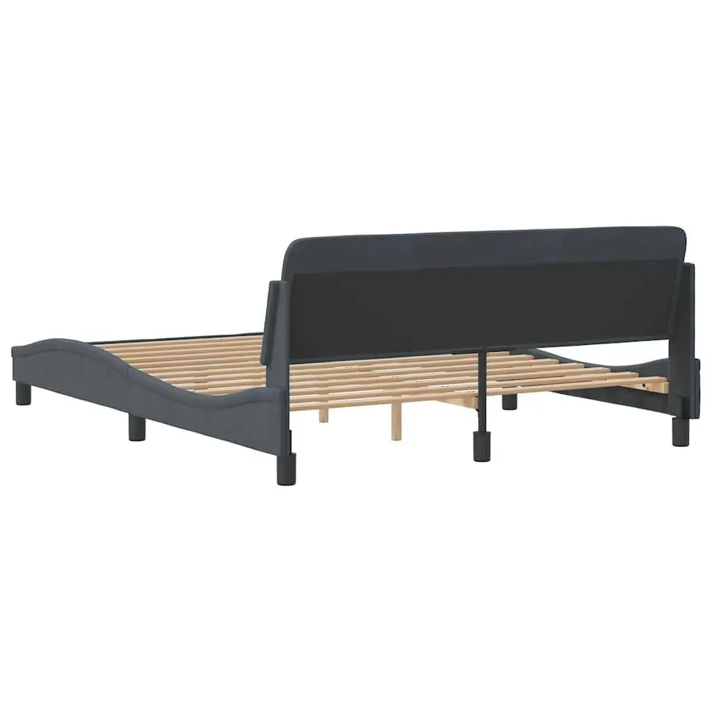 Queen Bed Frame with Grey Velvet Upholstery