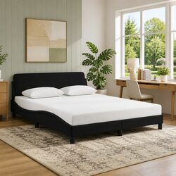 Elegant Black Velvet Queen Bed Frame with Headboard