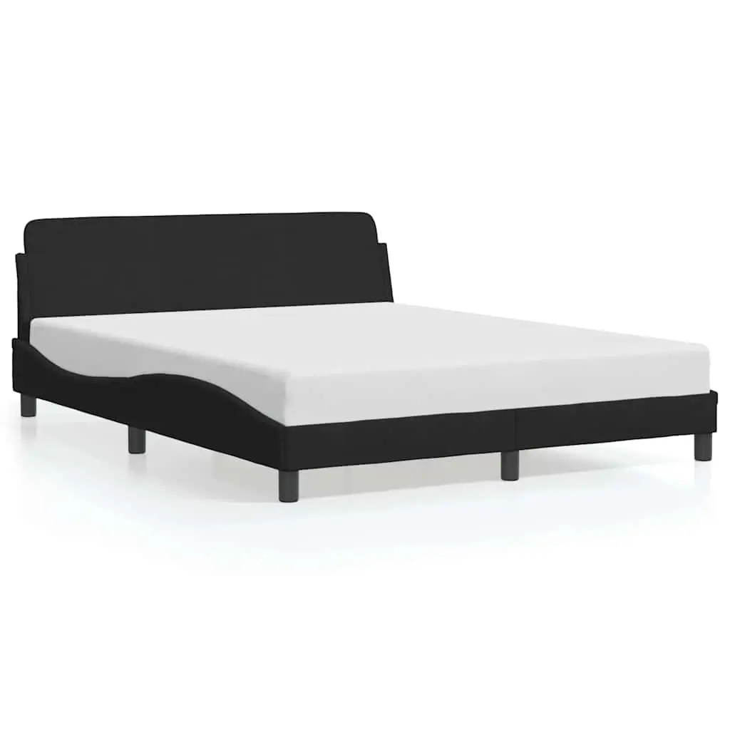Black Velvet Queen Bed Frame with Headboard