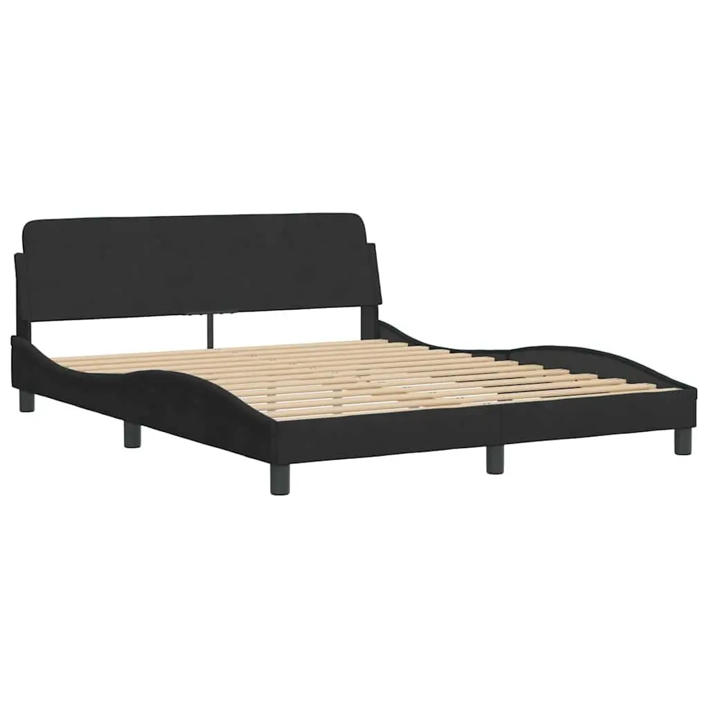 Black Velvet Queen Bed Frame with Headboard