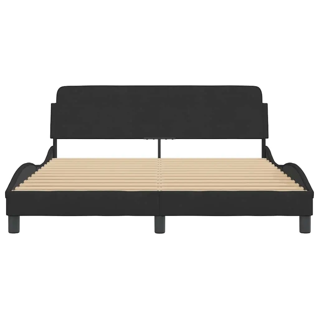 Black Velvet Queen Bed Frame with Headboard