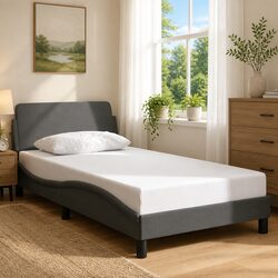 Dark Grey Fabric King Single Bed Frame with Headboard