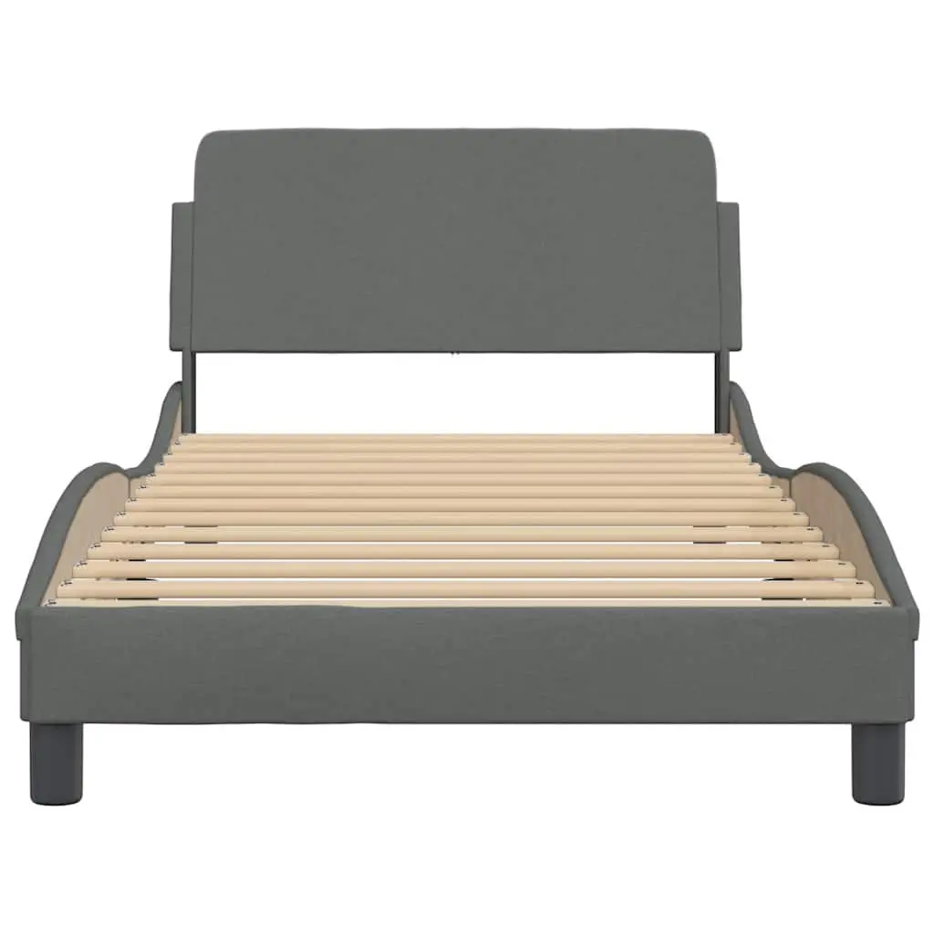Dark Grey Fabric King Single Bed Frame with Headboard