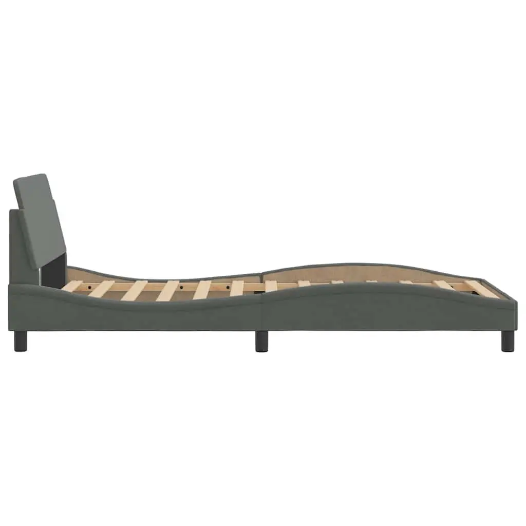 Dark Grey Fabric King Single Bed Frame with Headboard