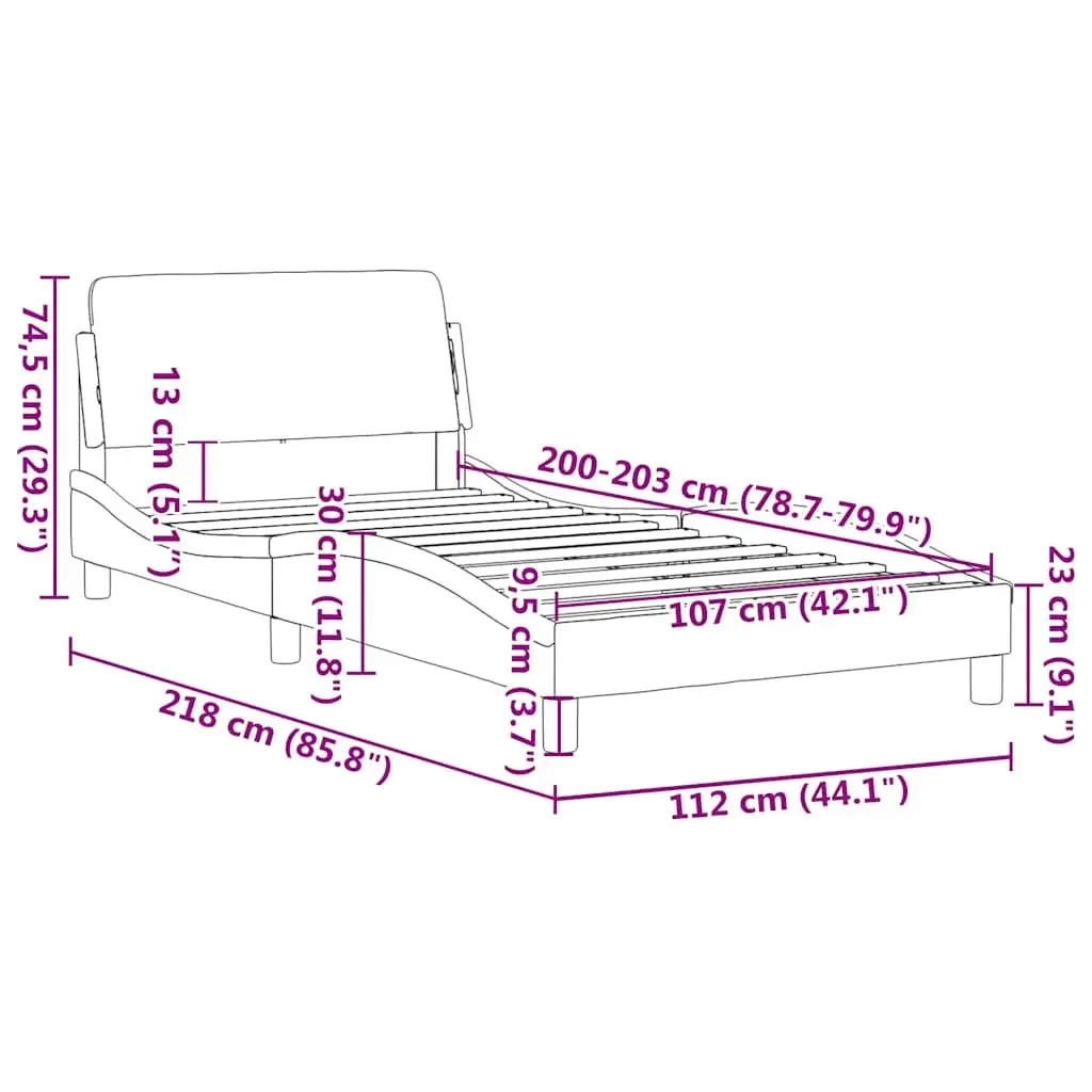 Black Fabric King Single Bed Frame with Headboard