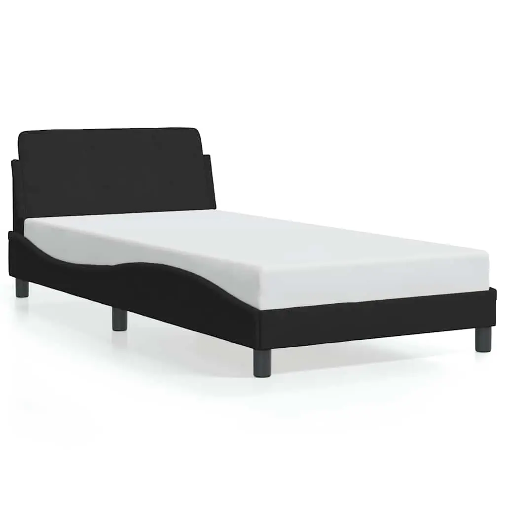 Black Velvet King Single Bed Frame with Modern Headboard