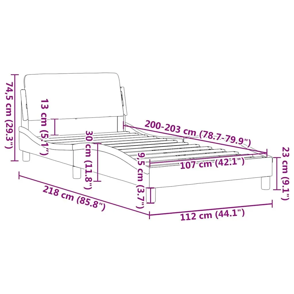 Black Velvet King Single Bed Frame with Modern Headboard