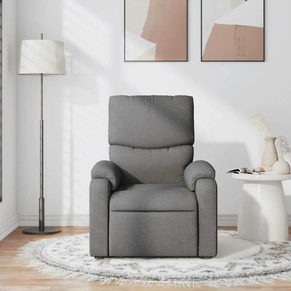 Massage Recliner Chair Fabric Dark Grey Manual Reclining 135 Degrees Vibration