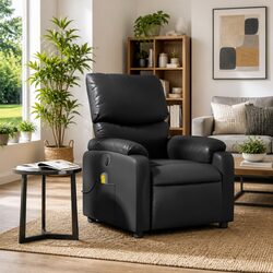 Black Faux Leather Massage Recliner Chair with Vibration